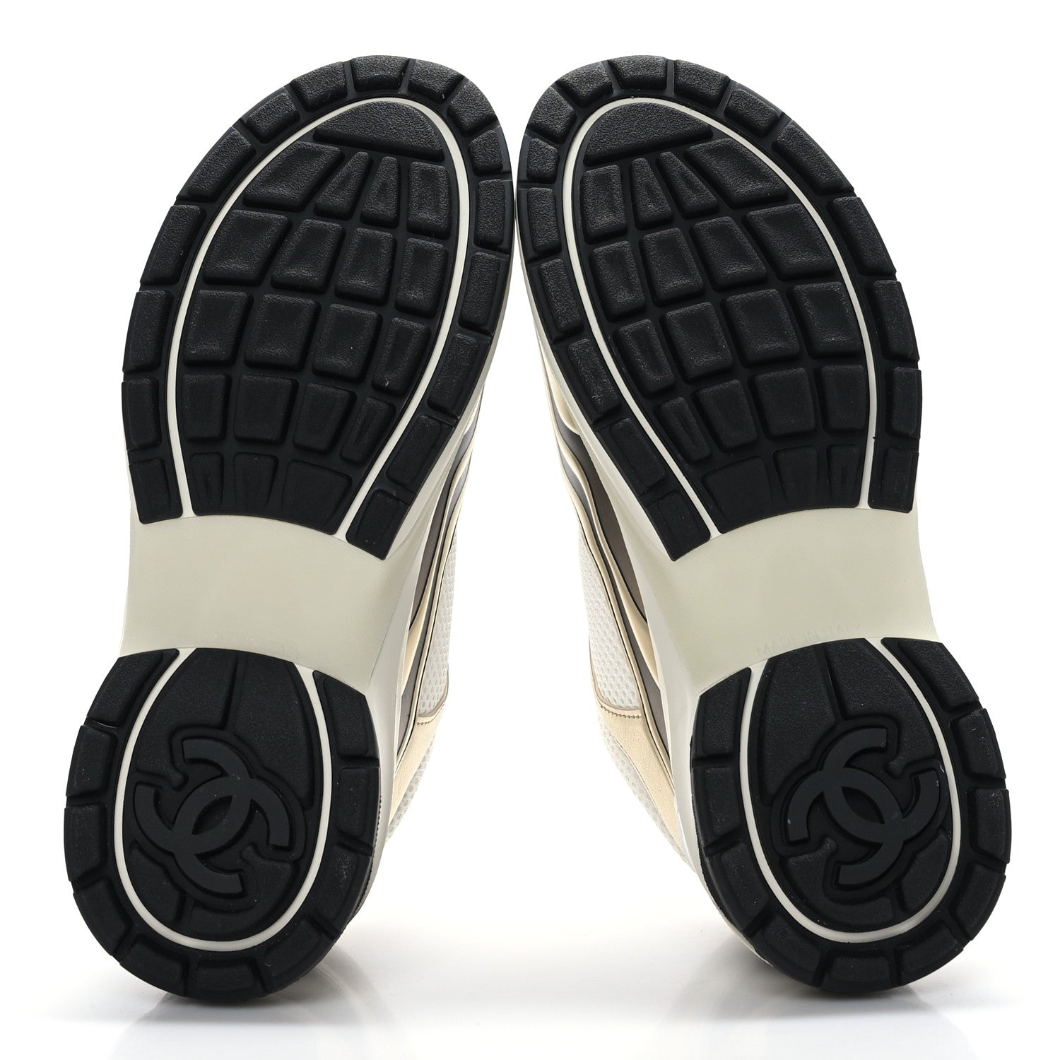 Chanel Fabric Laminated Calfskin Stretch CC Sneakers 37 White Gold Silver 5 of 7