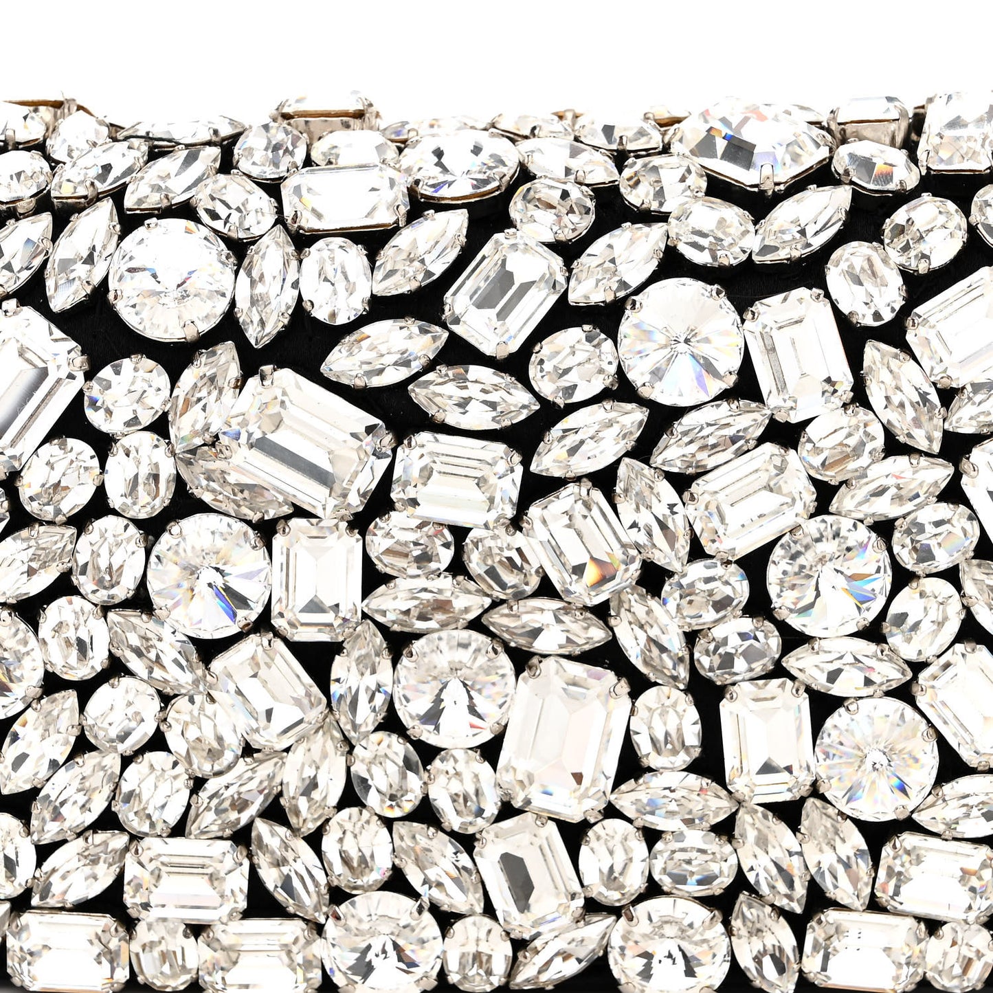 Satin Jeweled Clutch Black Silver