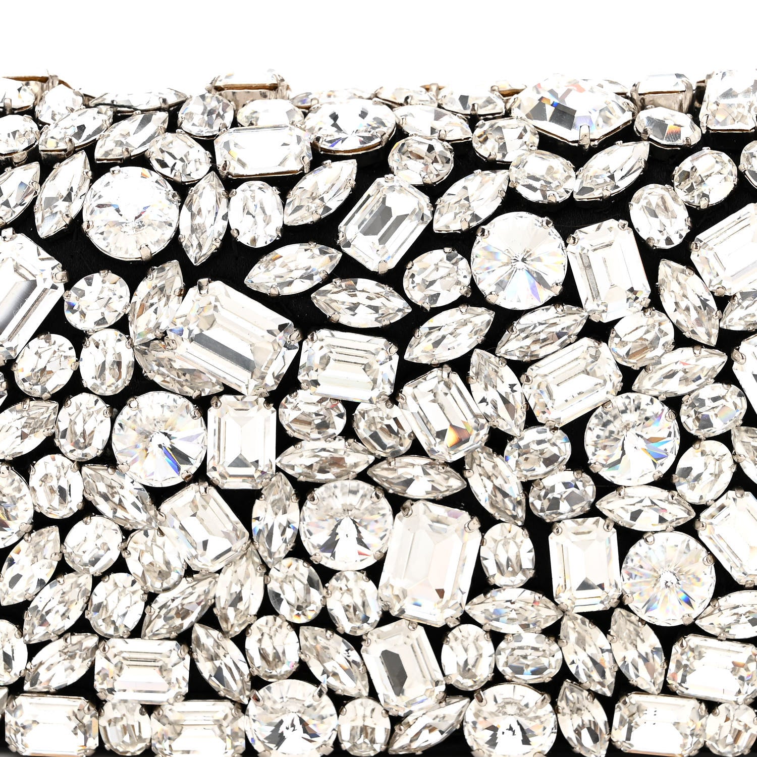 Saint Laurent Satin Jeweled Clutch Black Silver 8 of 11