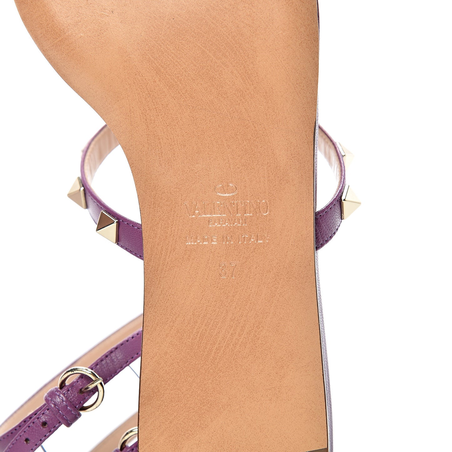 Nappa PVC Rockstud Gladiator Flat Sandals 37 Purple
