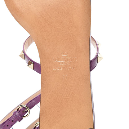 Valentino Garavani Nappa PVC Rockstud Gladiator Flat Sandals 37 Purple 6 of 10