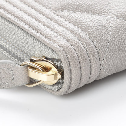 Chanel Caviar Large Zip Around Boy Wallet Grey 5 of 11