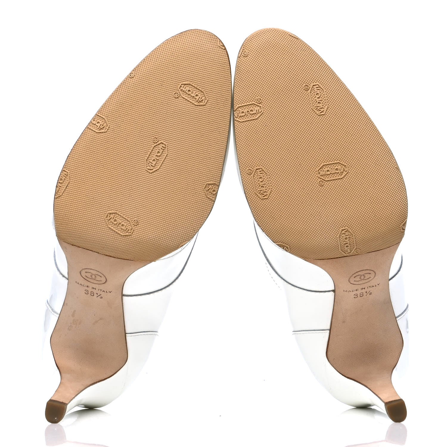 Chanel Patent CC Lace Up Ankle Boots 38.5 White 4 of 5