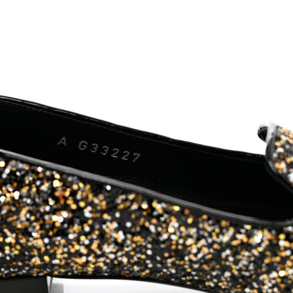 Chanel Glitter Fabric Patent Calfskin Moccasin Loafers 37 Black Bronze 7 of 9