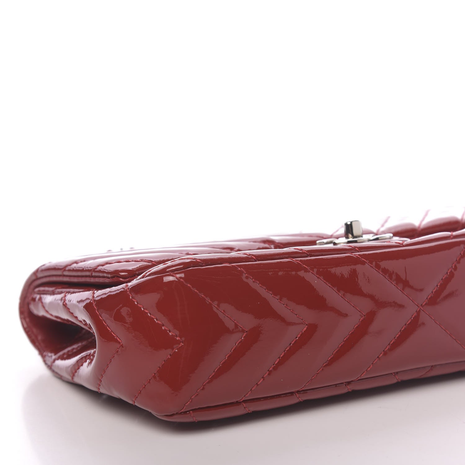 Chanel Patent Chevron Quilted Medium Single Flap Red 8 of 11