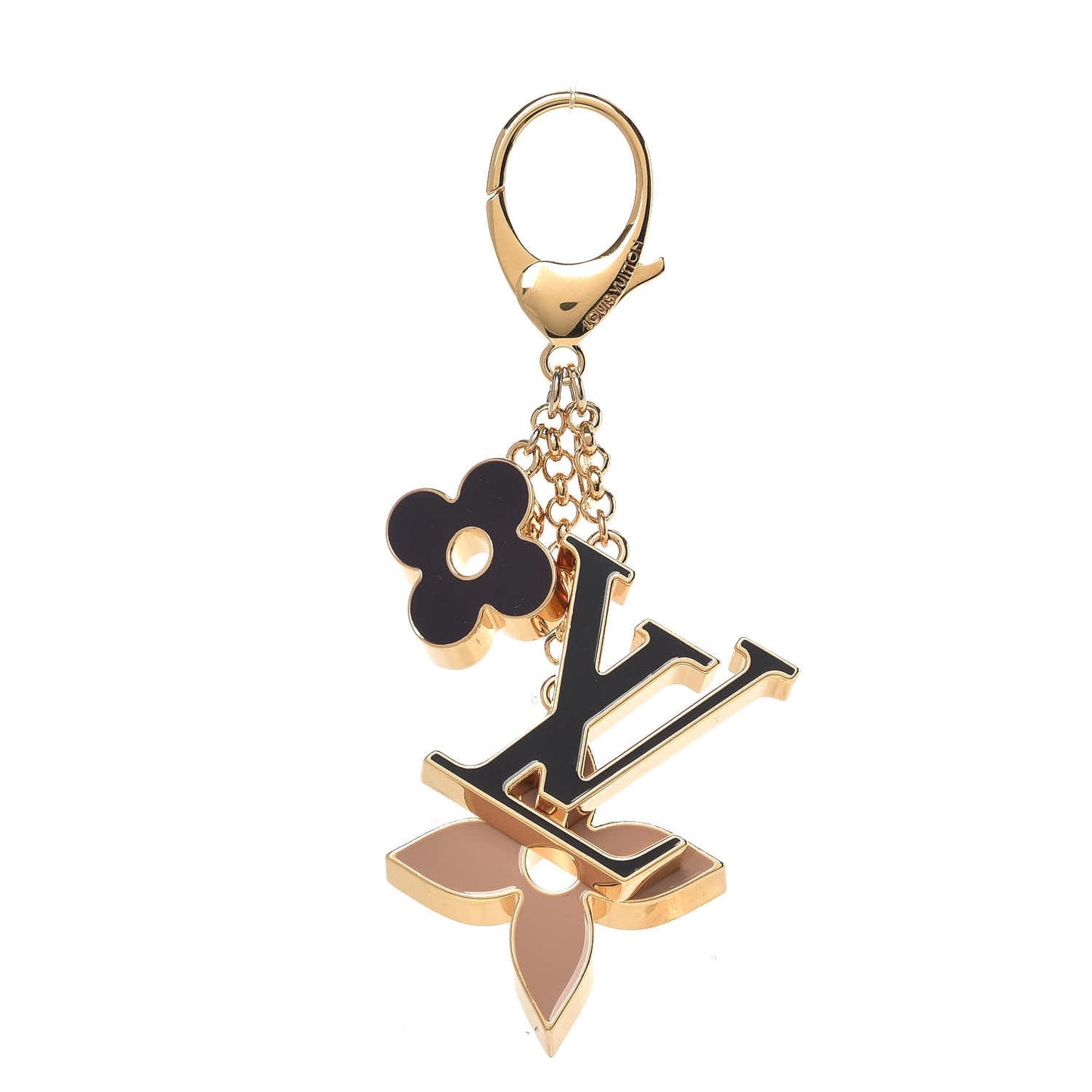 Fleur De Monogram Bag Charm Dore