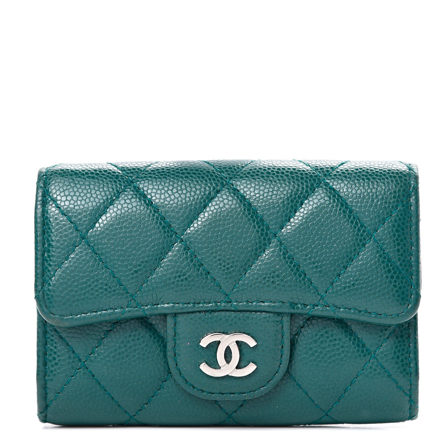 Chanel Metallic Caviar Quilted 6 Key Holder Green 1 of 9