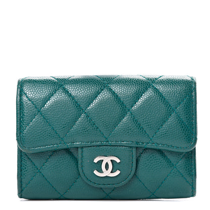 Chanel Metallic Caviar Quilted 6 Key Holder Green 1 of 9