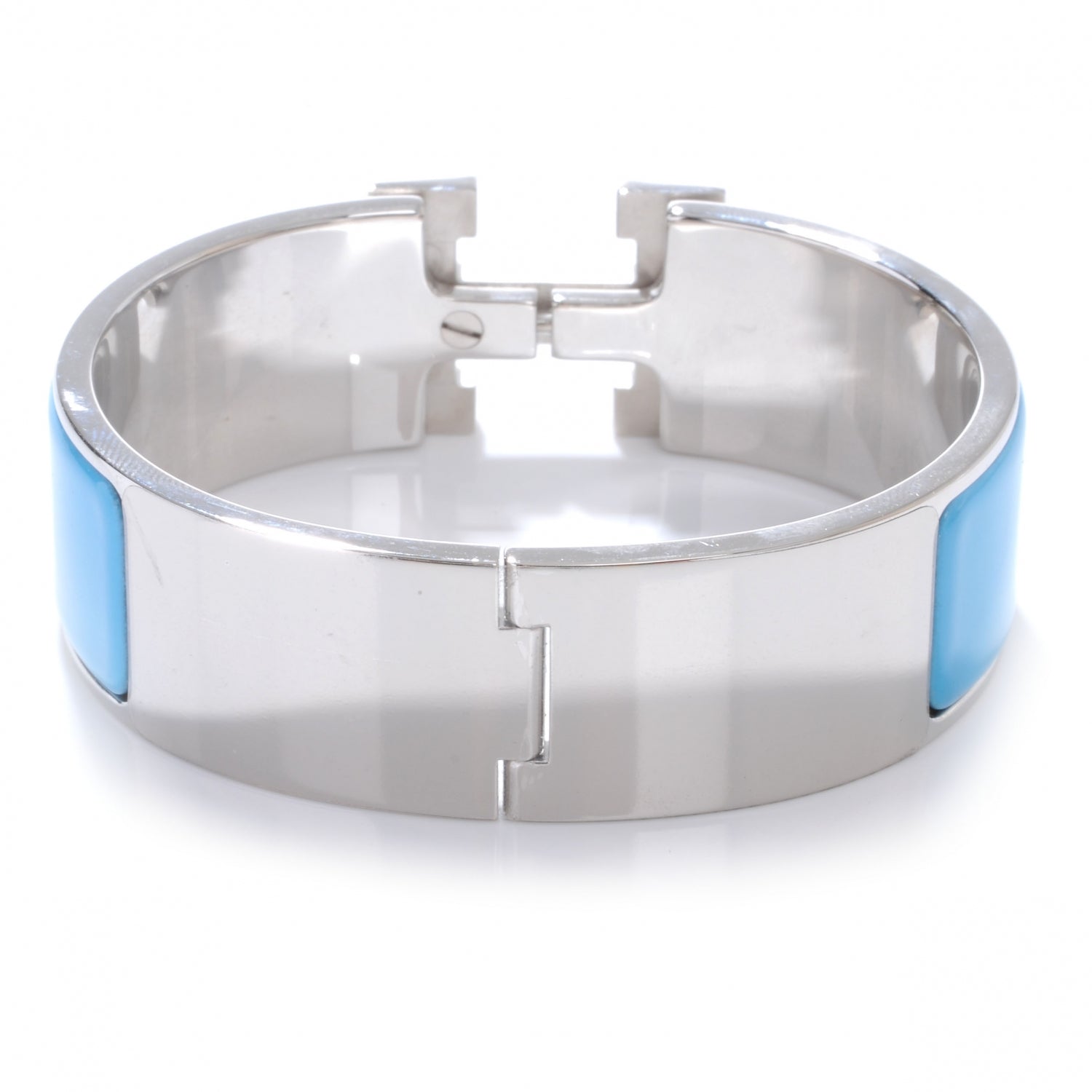 Hermes Enamel Wide Clic Clac H Bracelet GM Bleu Azure 8 of 9