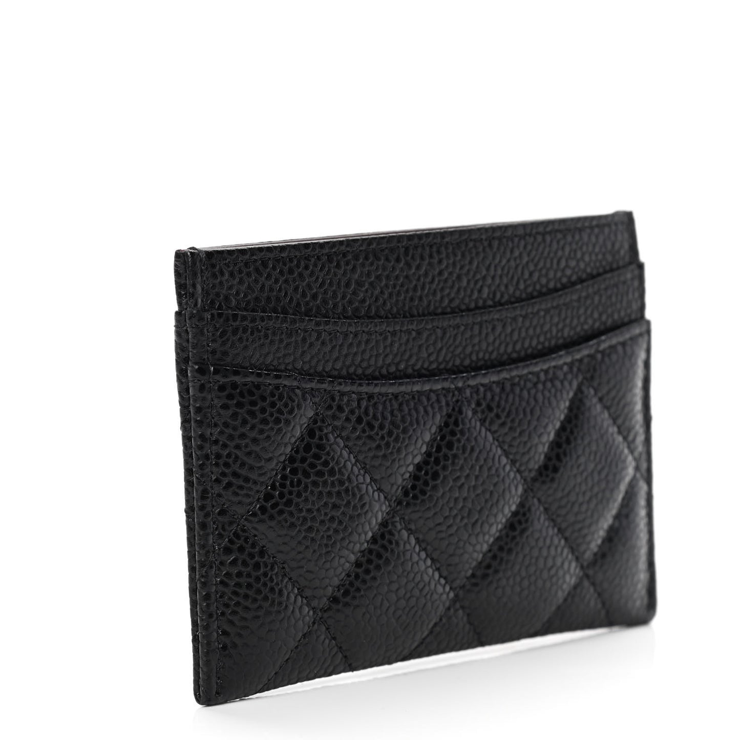 Caviar Quilted Card Holder Black