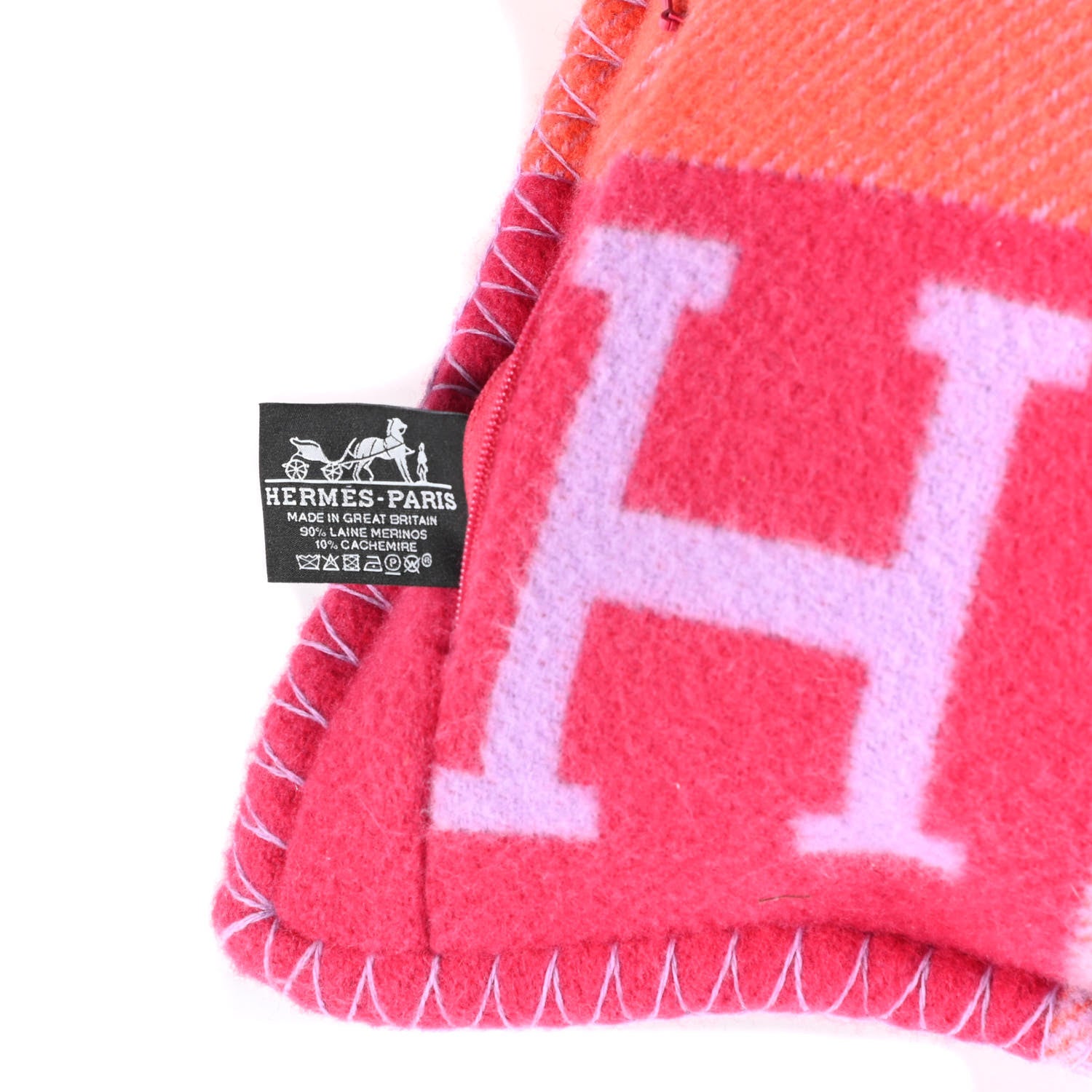 Hermes Wool Cashmere Avalon III Pillow PM Fuchsia Geranium 3 of 3