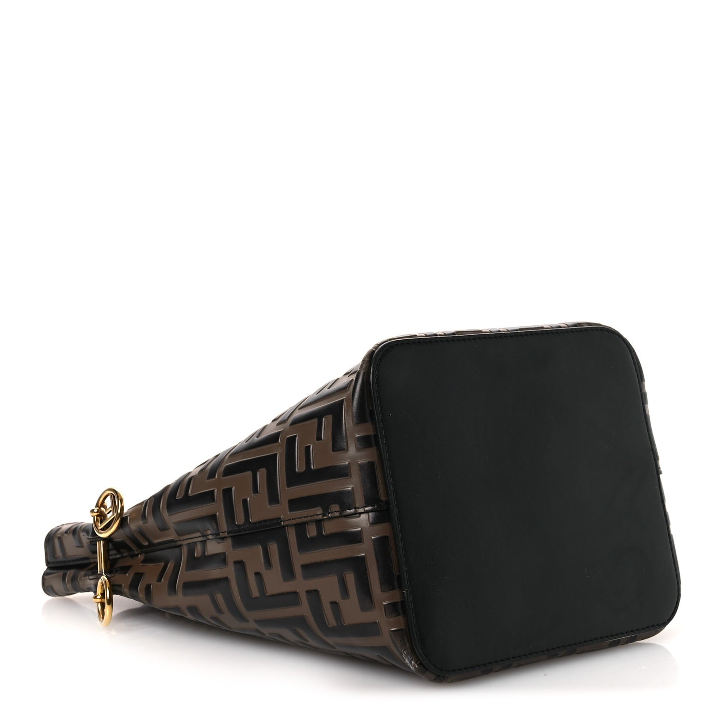 Vitello Grace F is Fendi Bi-Color FF 1974 Embossed Grande Mon Tresor Bucket Bag Maya Black Fragola