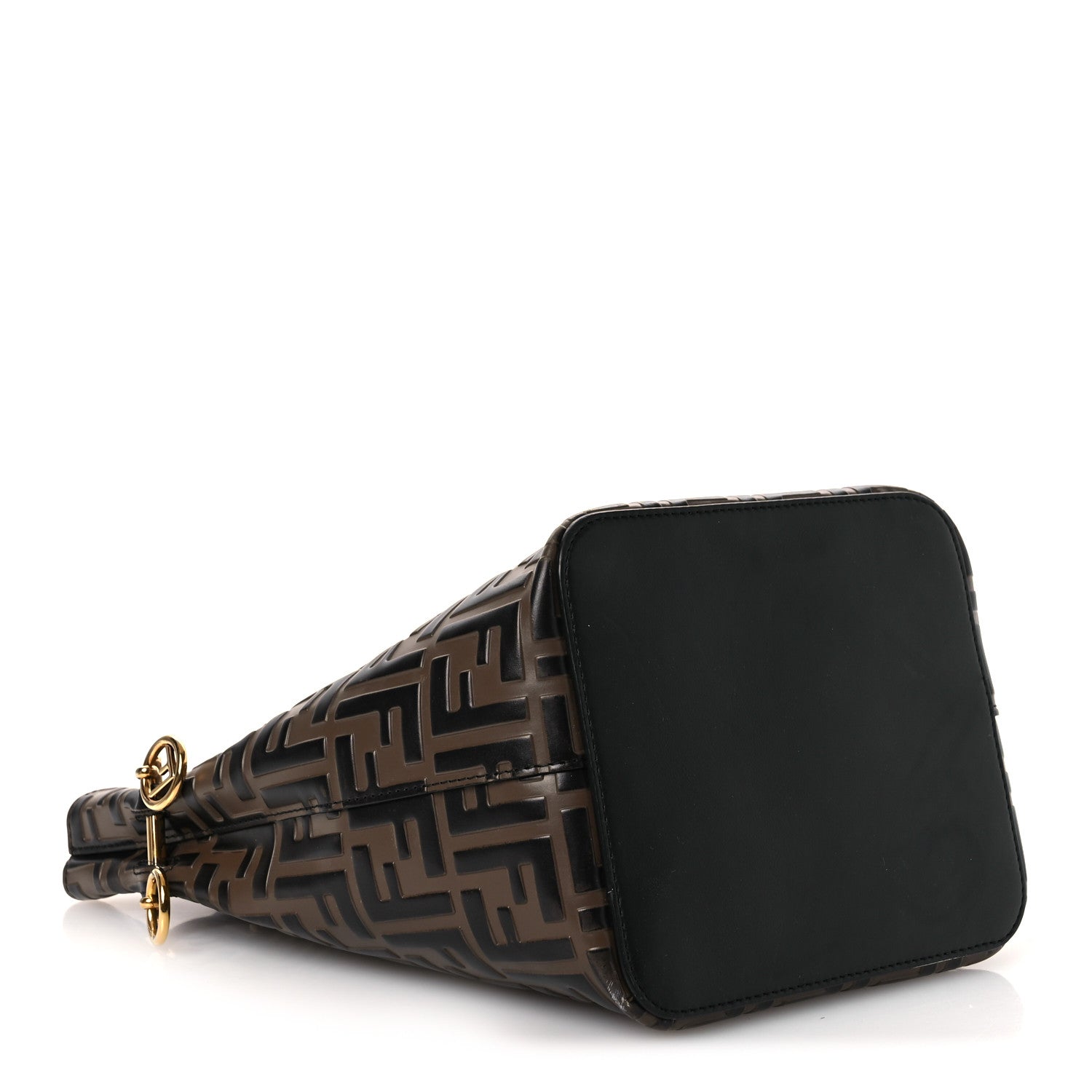 Fendi Vitello Grace F is Fendi Bi-Color FF 1974 Embossed Grande Mon Tresor Bucket Bag Maya Black Fragola 4 of 12