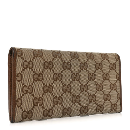 Gucci Monogram Dollar Calfskin Continental Flap Wallet Beige Ebony Tabacco 3 of 9