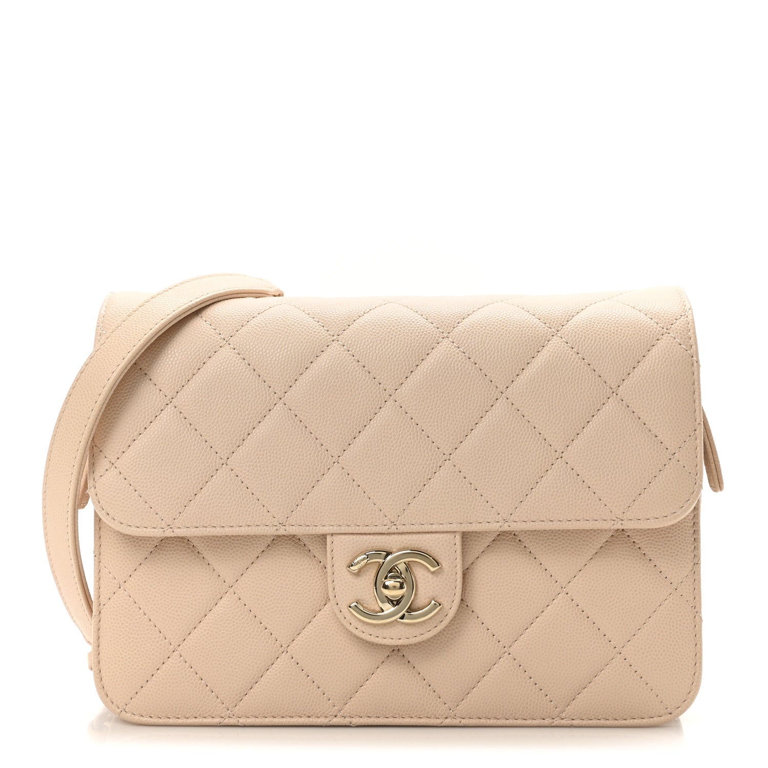 Chanel Caviar Quilted Large Like A Wallet Flap Light Beige 2 of 19