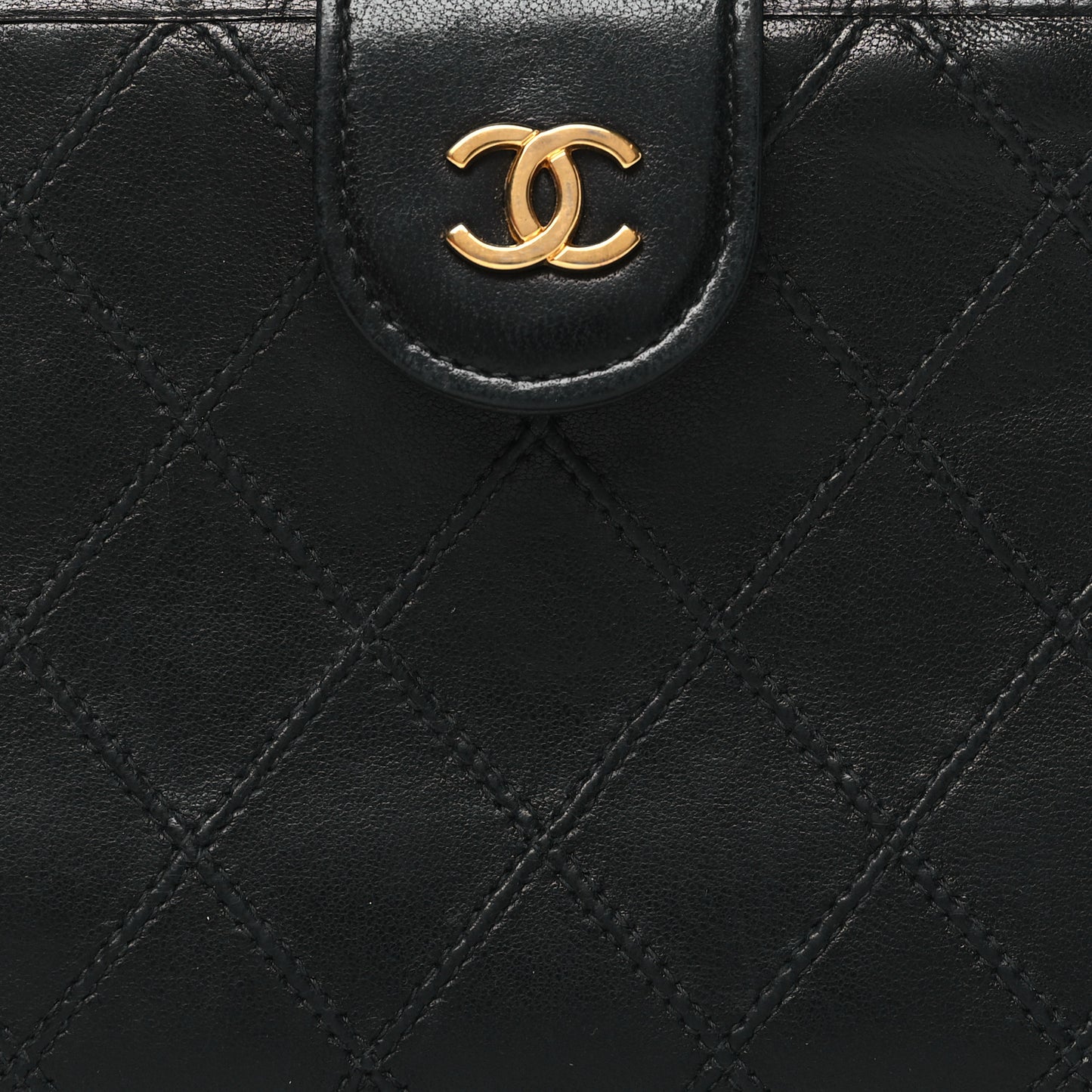 Lambskin Diamond Stitched French Wallet Black