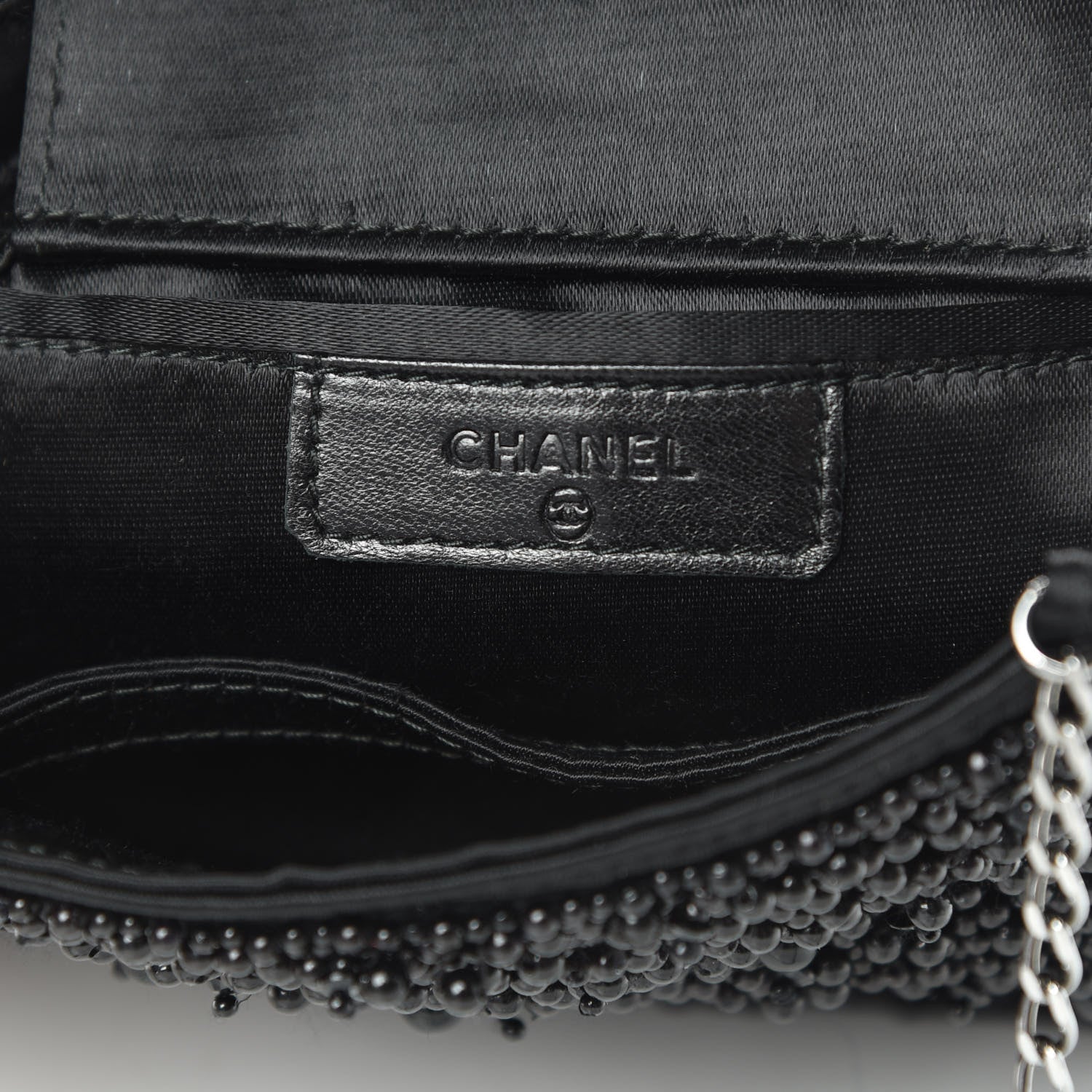 Chanel Satin Beaded CC Evening Bag Black 6 of 12