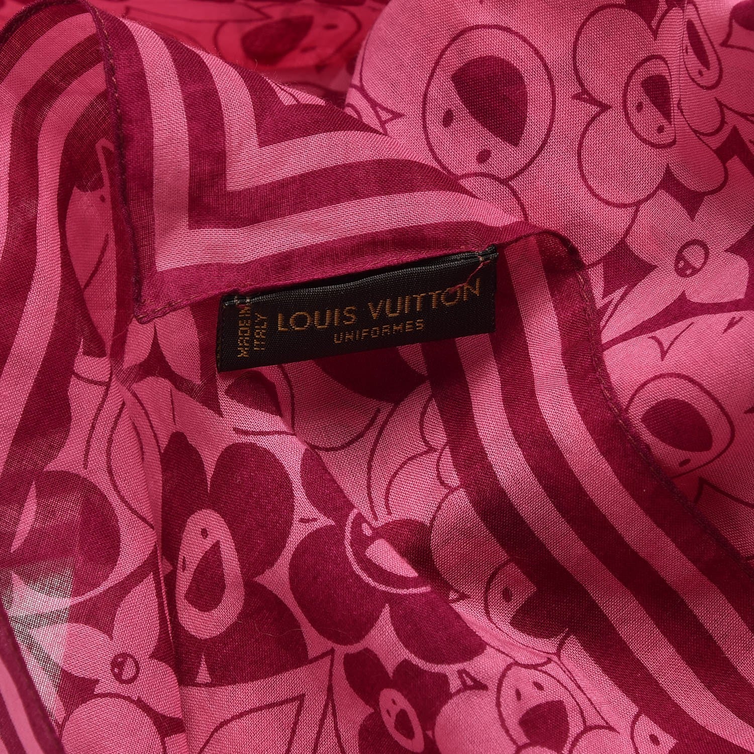 Louis Vuitton Cotton Takashi Murakami Cosmic Blossom Square Scarf Pink 4 of 5
