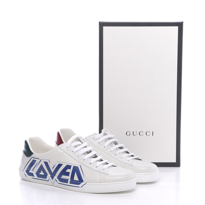 Gucci Calfskin Nappa LOVED Print Mens Ace Sneakers 10 White Red Flame Green 11 of 11