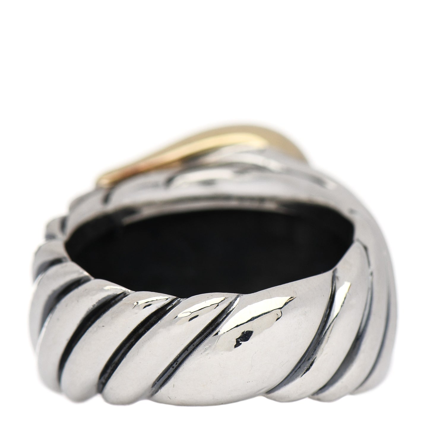 Sterling Silver 18K Yellow Gold Buckle Cable Ring 52 6