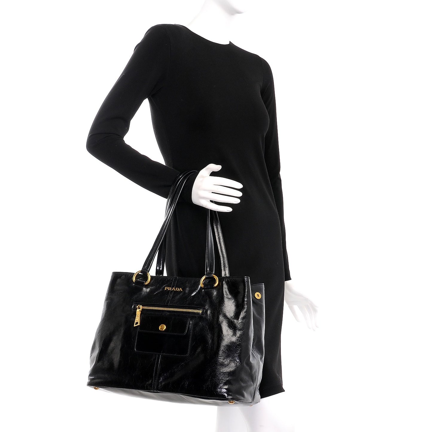 Vitello Shine Tote Nero Black