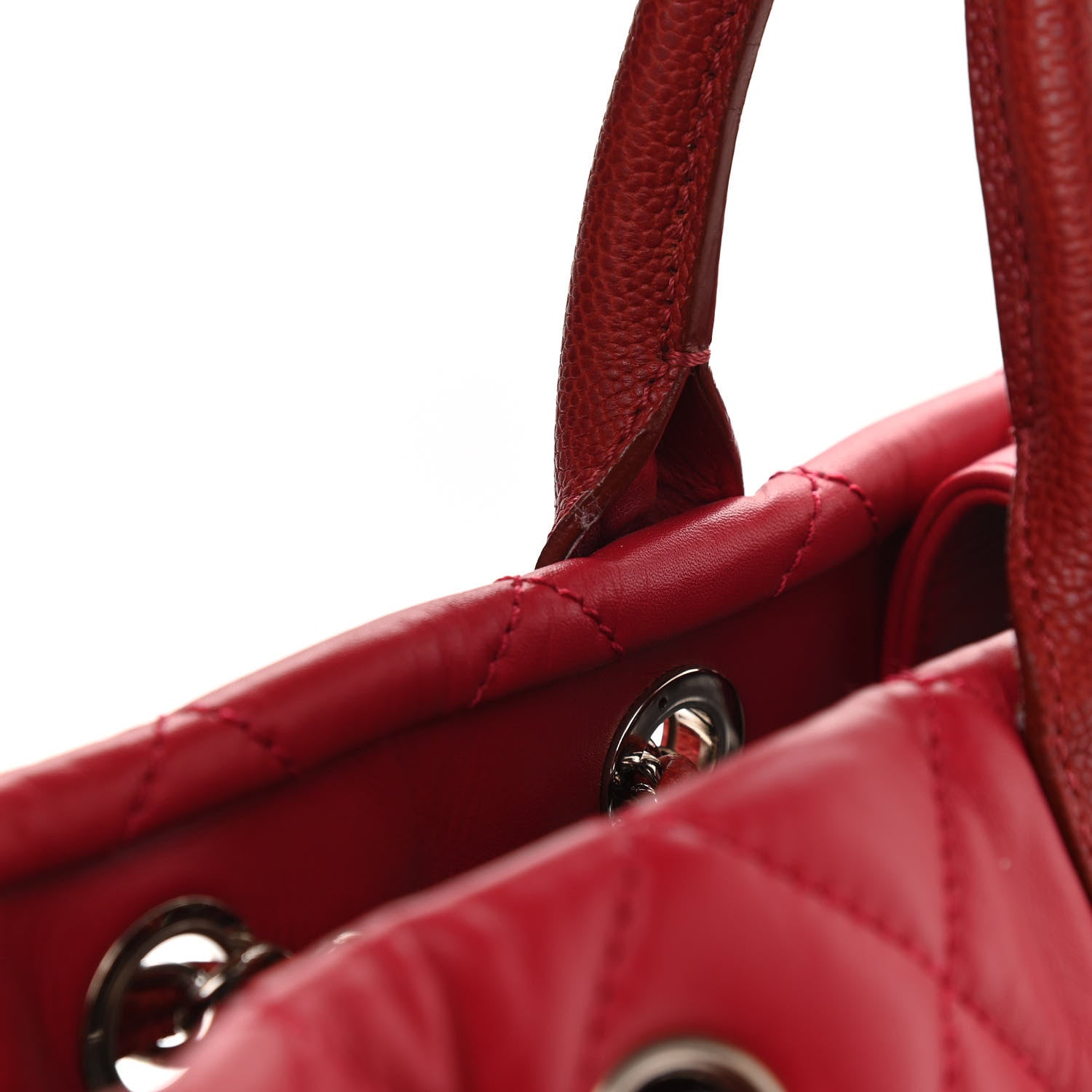Chanel Calfskin Caviar Quilted Large Shopping Tote Red 9 of 12