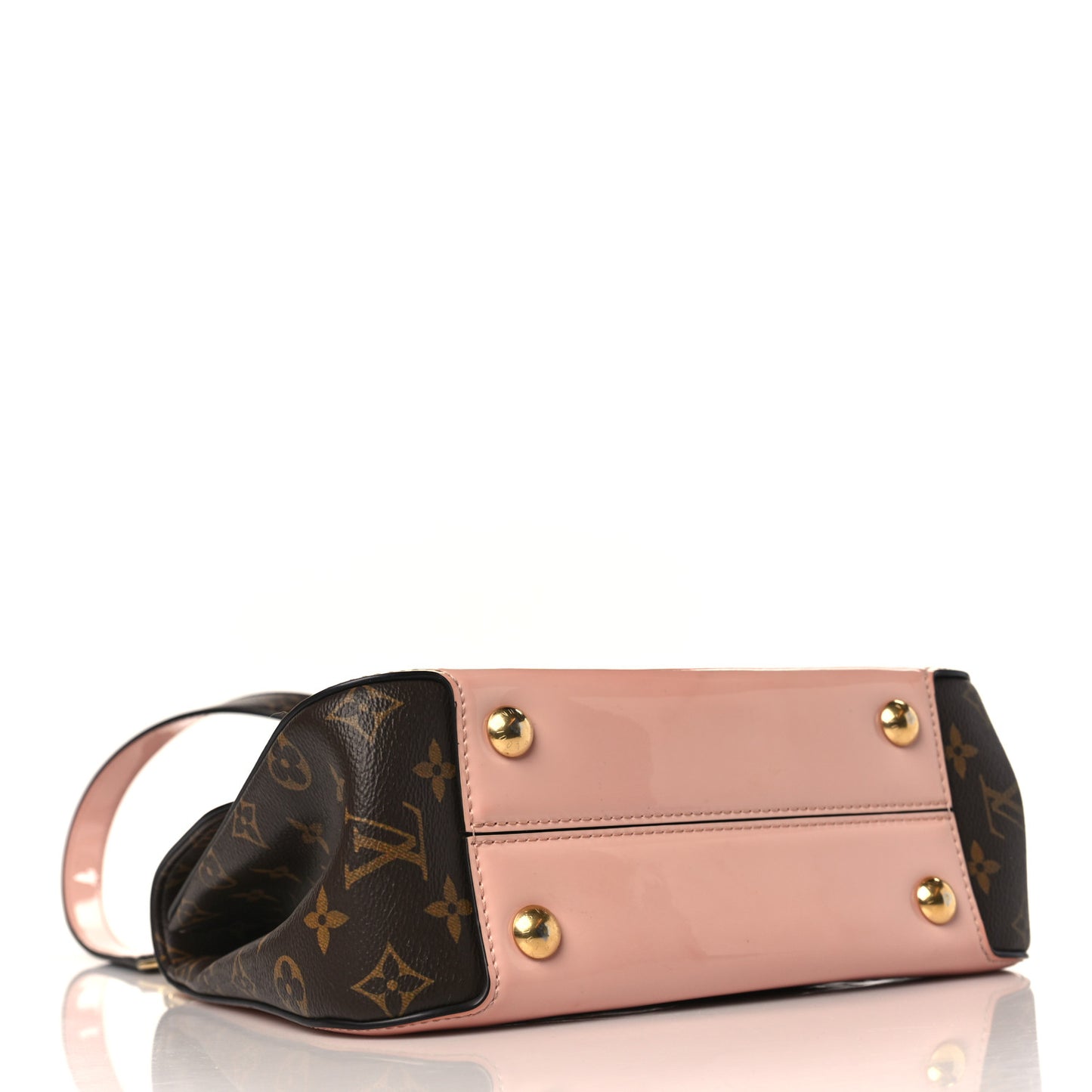 Patent Calfskin Monogram Cherrywood PM Rose Ballerine