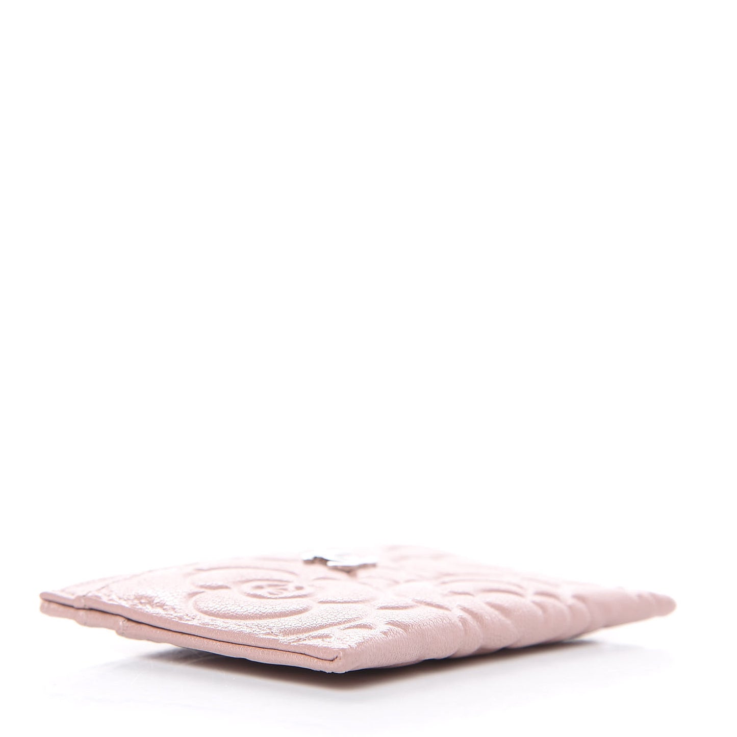 Goatskin Camellia Embossed Card Holder Light Pink