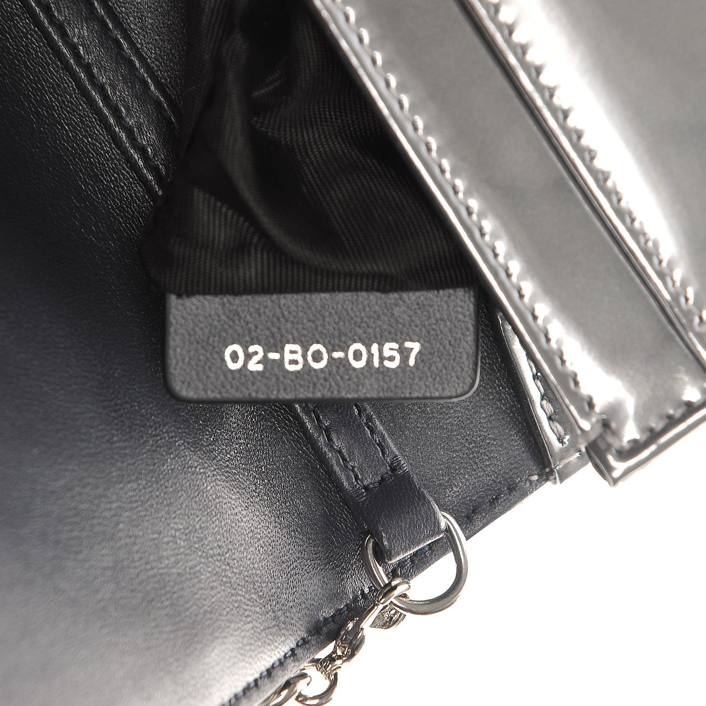 Metallic Patent Micro-Cannage Diorama Wallet on Chain Pouch Silver