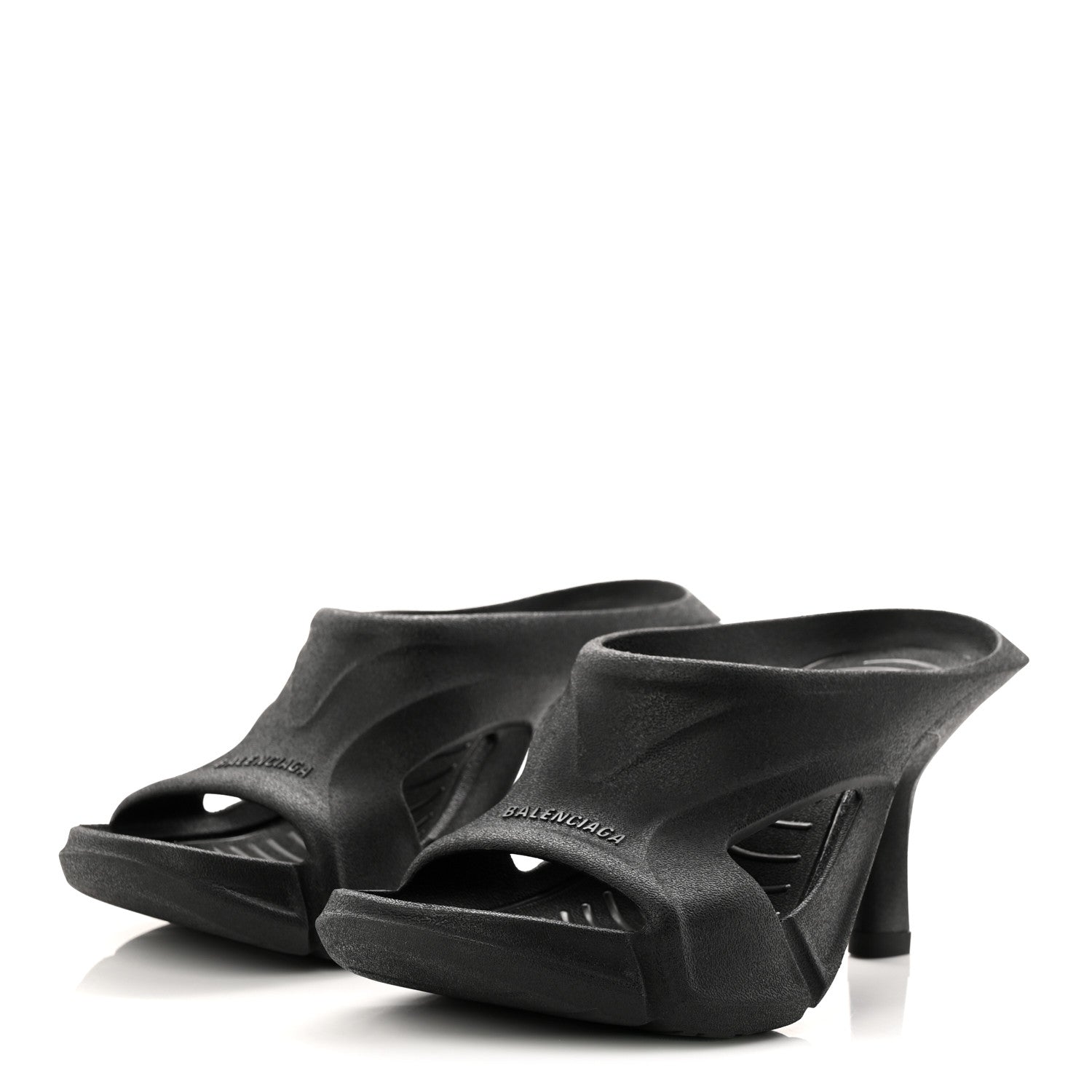 Balenciaga Rubber Womens Mold Slide Sandals 38 Black 1879132