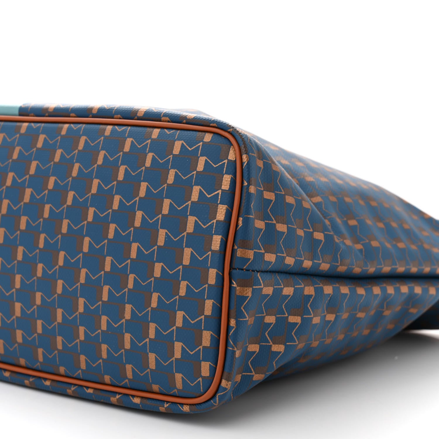 Moynat Grained Calfskin Canvas 1920 Oh! Tote Ruban Duo MM Indigo Bronze Cognac 10 of 10