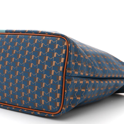 Moynat Grained Calfskin Canvas 1920 Oh! Tote Ruban Duo MM Indigo Bronze Cognac 10 of 10