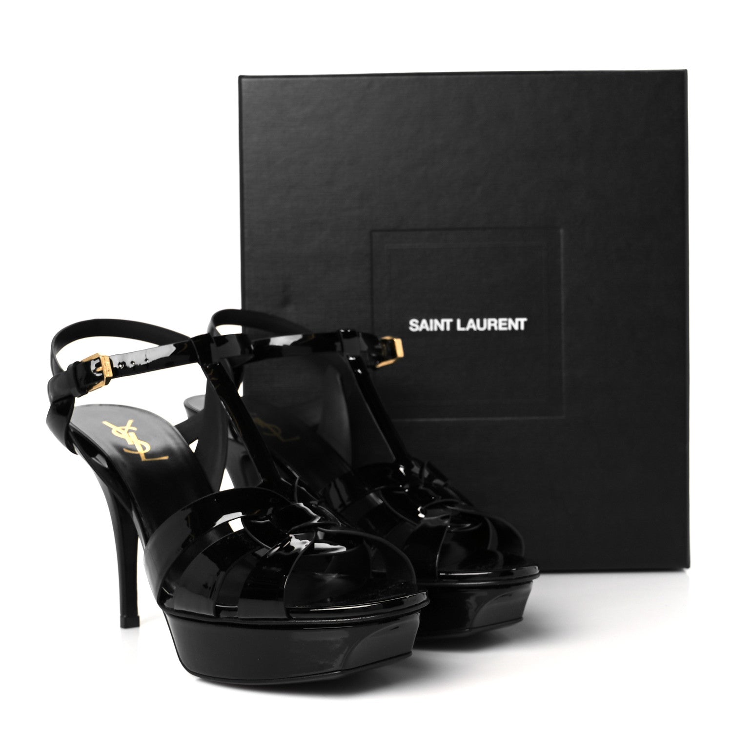 Saint Laurent Patent Tribute 75 Platform Sandals 40.5 Black 10 of 10