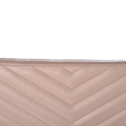Saint Laurent Calfskin Matelasse Chevron Monogram A5 Wristlet Rose Poudre 7 of 13