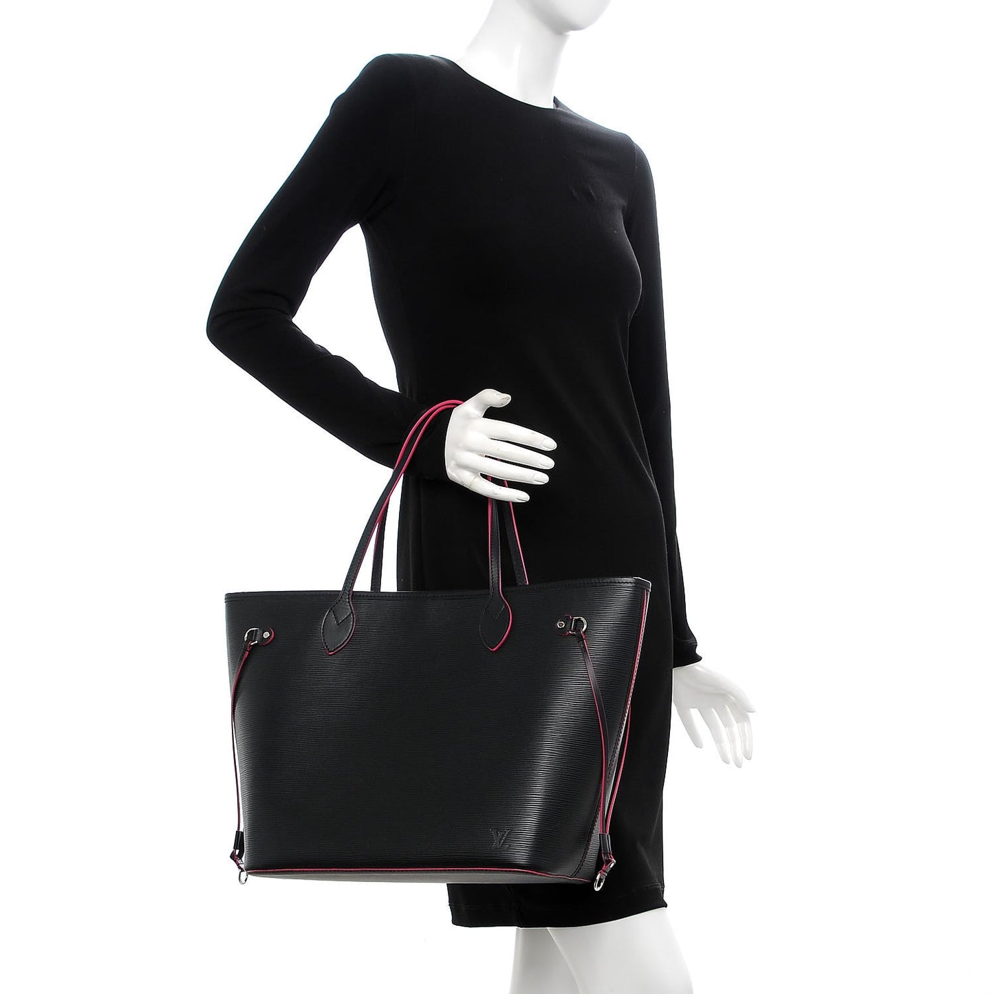 Epi Neverfull MM Black Hot Pink