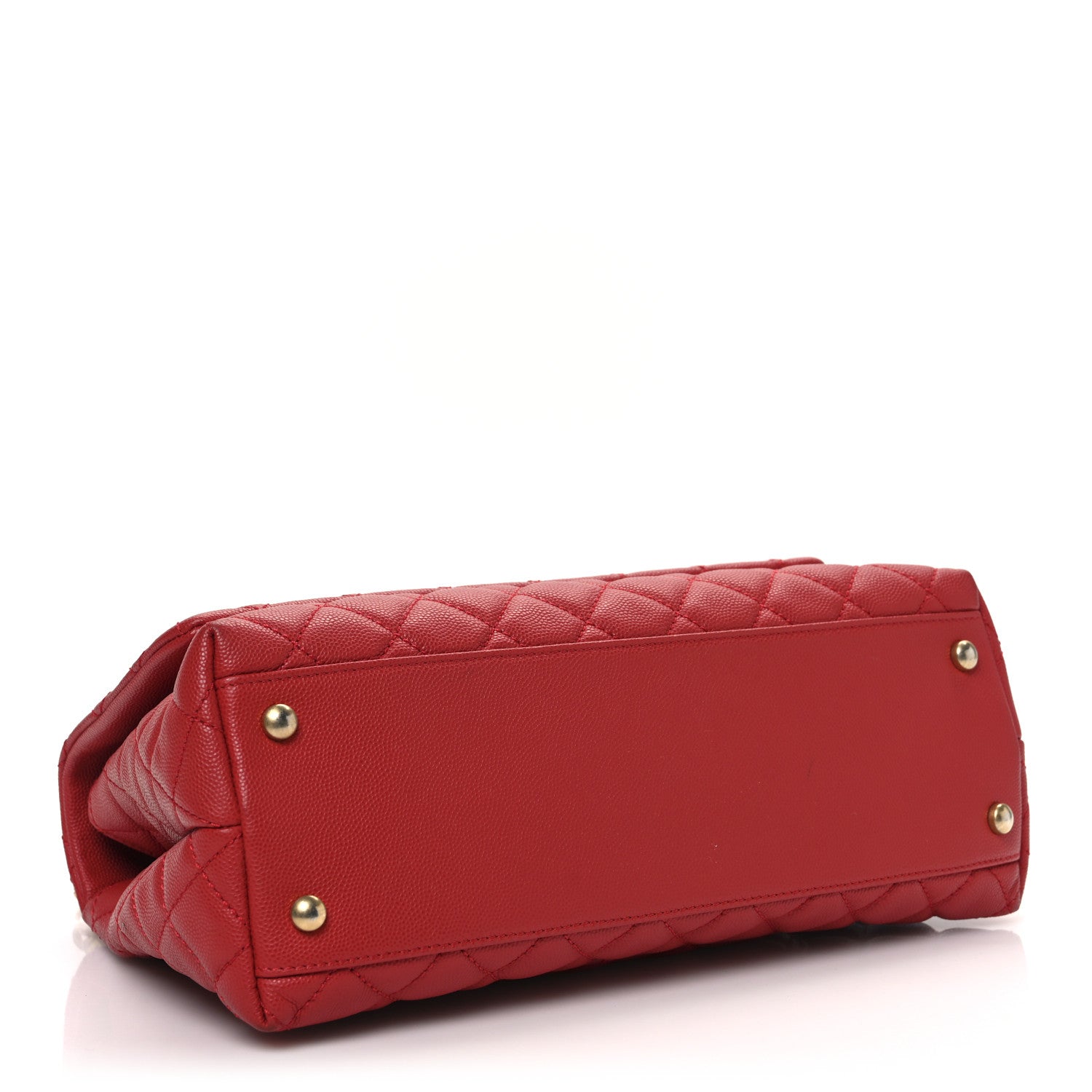 Chanel Caviar Quilted Small Coco Handle Flap Red 3 of 10