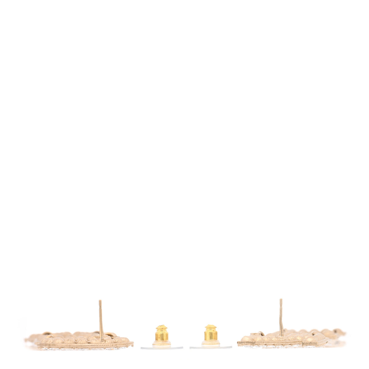 Crystal Cha-Nel Logo Drop Earrings Gold