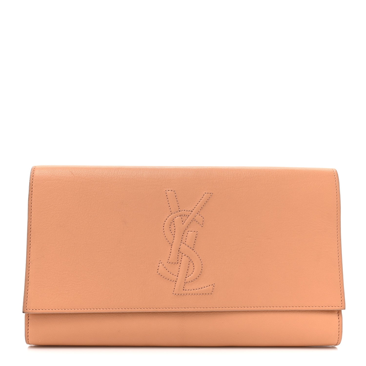 Saint Laurent Calfskin Large Belle De Jour Clutch Beige 1 of 16