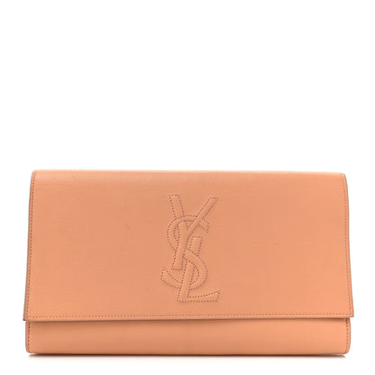 Saint Laurent Calfskin Large Belle De Jour Clutch Beige 1 of 16