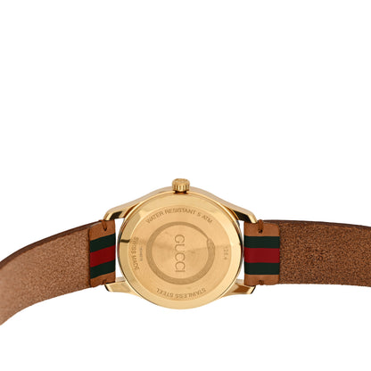 Gucci Stainless Steel Calfskin 38mm G-Timeless Stripe Web Quartz Watch Brown 4 of 4