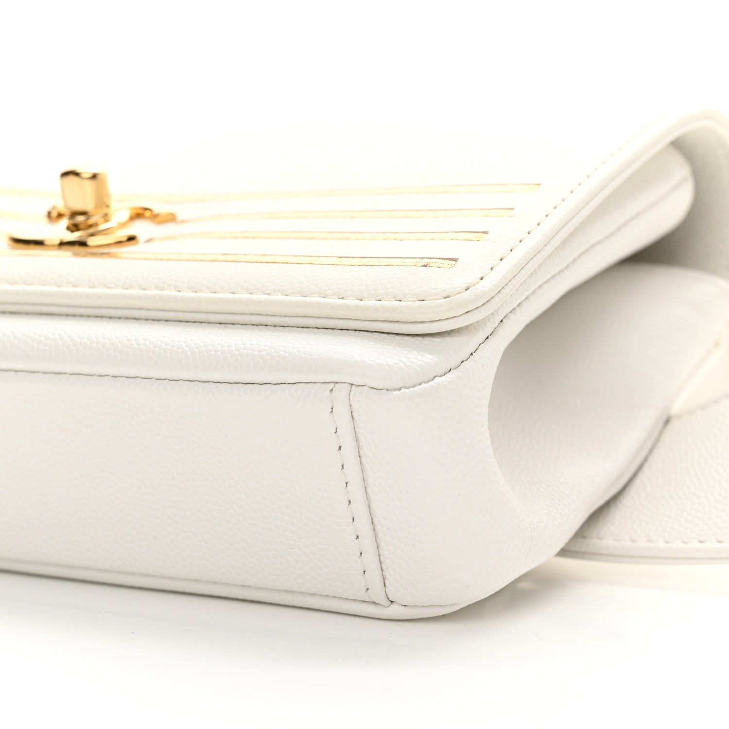 Chanel Grained Calfskin Embroidered Captain Gold Belt Bag White 10 of 14