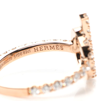 Hermes 18K Rose Gold Diamond Finesse Ring 51 5.75 5 of 6