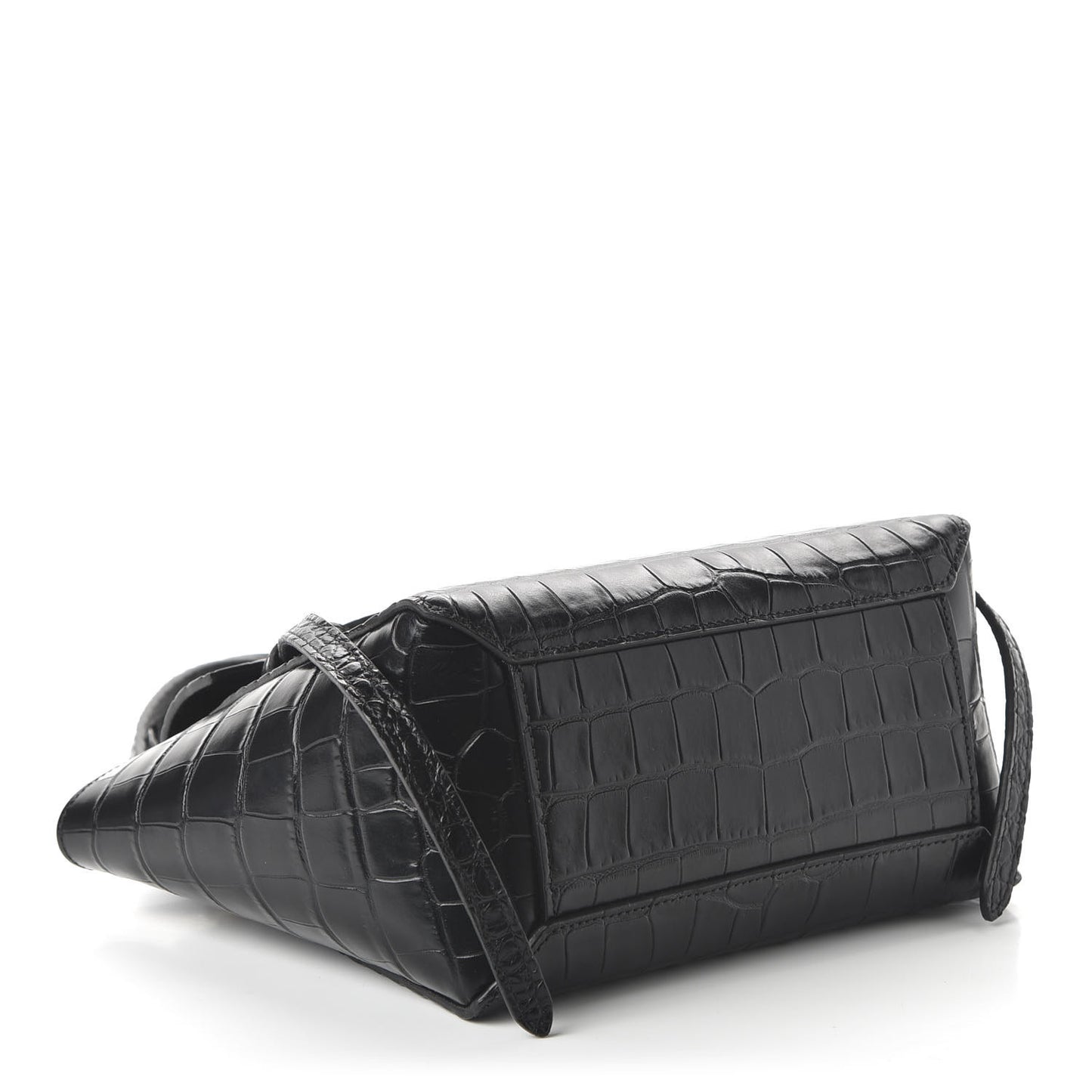 Calfskin Crocodile Embossed Nano Belt Bag Black