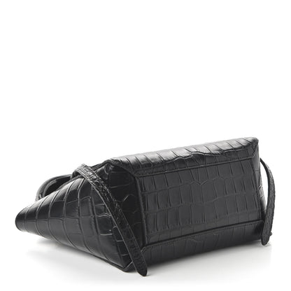 Celine Calfskin Crocodile Embossed Nano Belt Bag Black 4 of 9