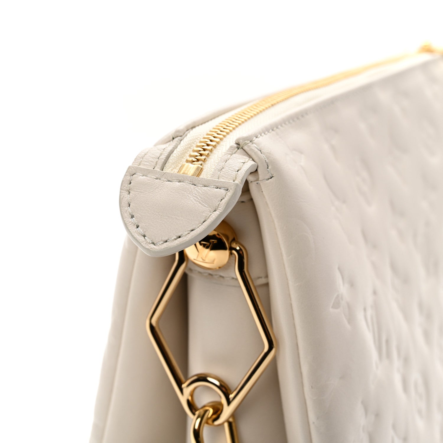 Louis Vuitton Lambskin Embossed Monogram Coussin PM Cream 9 of 12