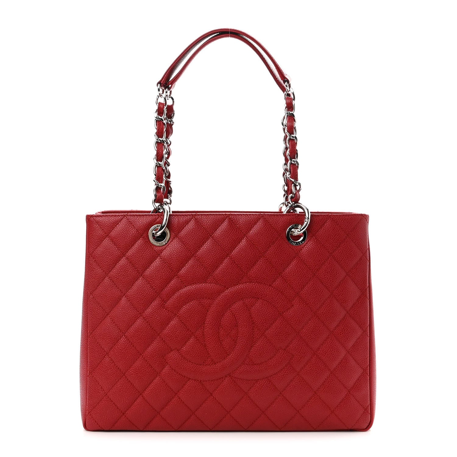 Chanel Caviar Quilted Grand Shopping Tote GST Red 1 of 10