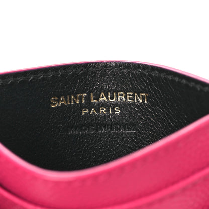 Saint Laurent Grain De Poudre Matelasse Chevron Monogram Credit Card Case Fresh Fuxia 6 of 8