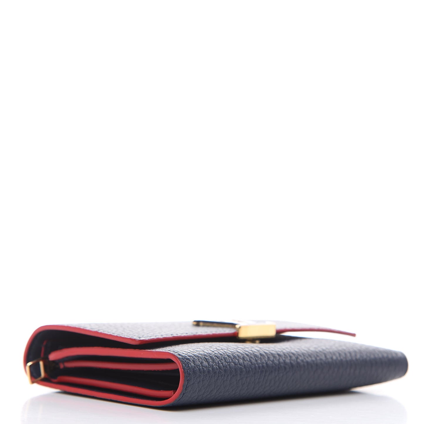 Taurillon Capucines Compact Wallet Marine Rouge