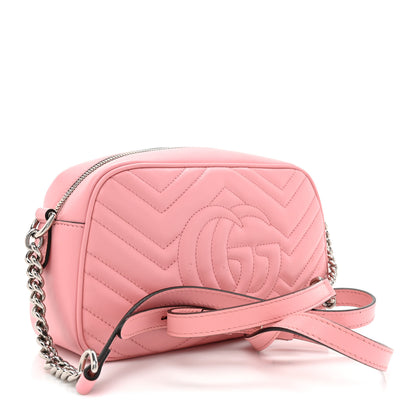 Gucci Calfskin Matelasse Small GG Marmont Chain Shoulder Bag Wild Rose 3 of 15