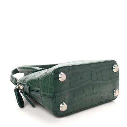 Balenciaga Calfskin Logo Crocodile Embossed XXS Ville Top Handle Bag Green White 4 of 10